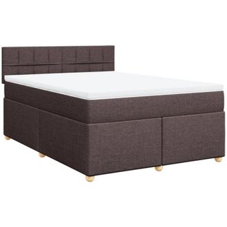 vidaXL Cama Box Spring Con Colch&oacute;n Tela Marr&oacute;n Oscuro 140x200 Cm Vidaxl