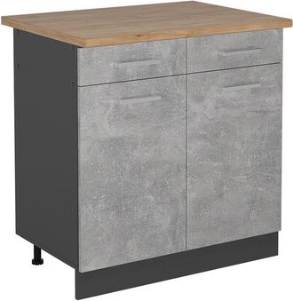 Vicco Mueble Bajo De Cocina R-line, Hormig&oacute;n, 80 Cm, Et Roble