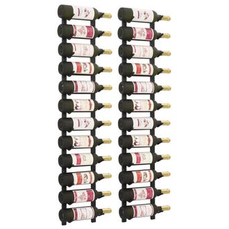 Berkfield Home Wall Mounted Wine Racks for 12 Bottles 2 pcs Black Iron