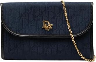 Dior Pre-owned Clutches, female, Blue, Size: ONE SIZE Pre-owned Canvas Crossbody Bag