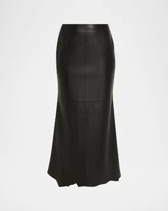 Gabriela Hearst Edwardo Leather Midi Skirt