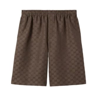 Gucci Casual Shorts, male, Brown, Size: XL Short Pant Linen Blend GG Canvas