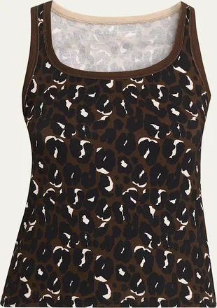 Majestic Filatures Animal-Print Organic Cotton Rib Tank Top