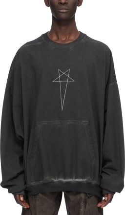 Rick Owens Oversized Crewneck Sweatshirt With Geometric Star Design