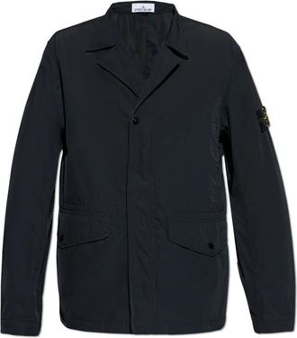 Stone Island Lichtgewicht Jas Met Logo Patch - Heren - Zomerjassen - Zwart - L - Polyester - Jassen