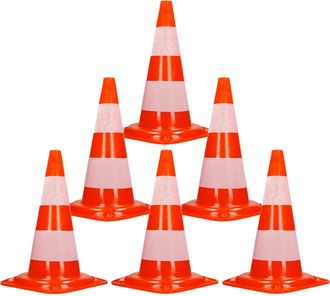 ECD Germany Ecd Germany - 6x Cono De Tr&aacute;fico Obra Pieza De Se&ntilde;alizaci&oacute;n Emergencia Color Naranja Y Blanco 47 Cm De Altura En Pvc Fuerte Y Robusto Pil&oacute;n De Segurid