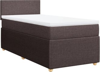 vidaXL Cama Box Spring Con Colch&oacute;n Tela Marr&oacute;n Oscuro 90x190 Cm Vidaxl