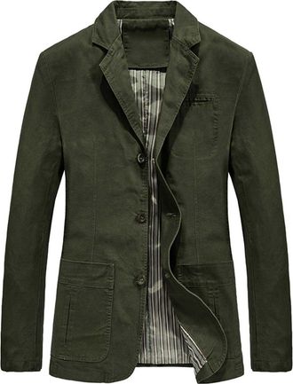 Generic Mens Jackets Smart Casual Cotton Jacket Windproof Thickened Long Sleeve Single Breasted Lapel Collar Fall Winter Coat Thermal Cozy Plain Outerwear wit