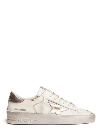 Golden Goose Low-Top Leather Sneakers with Metallic Star Detail
