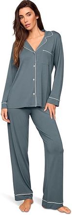 Eberjey Gisele - PJ Set Womens Pajama Sets Stone Blue/Ivory : XXS, Modal/Spandex/Tencel