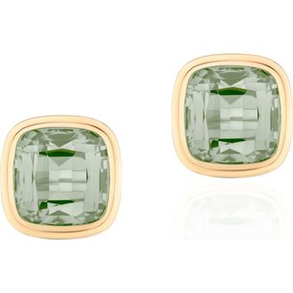 Goshwara Manhattan Cushion Cut Stud Earrings in Translucent Green at Nordstrom