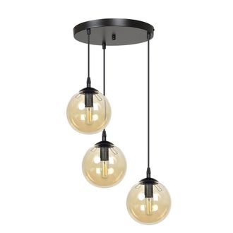 Wonderlamp L&aacute;mpara colgante con base redonda y cables ajustables &aacute;mbar &oslash;40