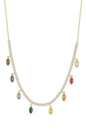 Sphera Milano 14K Gold Plated Sterling Silver CZ Charm Necklace at Nordstrom Rack