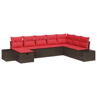 vidaXL Conjunto De Sof&aacute; De Jard&iacute;n 8 Pcs Marr&oacute;n Rat&aacute;n Sint&eacute;tico Vidaxl