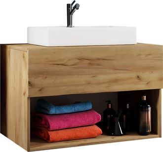 ebuy24 Ebuy24 - Vcm 2 Pcs Lavabo Ancho 80 Cmlavado Muebles De Ba&ntilde;o Ba&ntilde;o Armario Cer&aacute;mica Lendas Ll (roble De Miel)