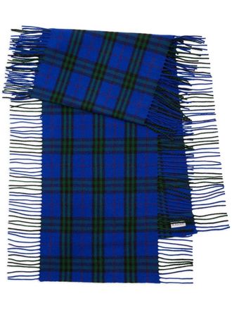 Burberry check-pattern cashmere scarf - unisex - Cashmere - OS - Blue