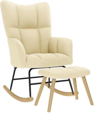 vidaXL Sill&oacute;n Mecedora Con Taburete Tela Color Crema Vidaxl
