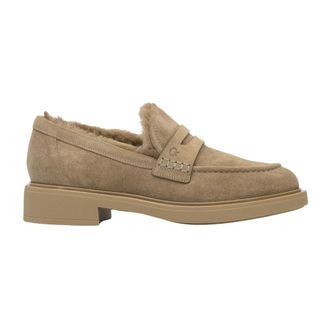 Gianvito Rossi Harris Loafer - Dames - Schoenen - Beige - Maat: 40 EU Zijde