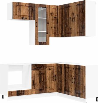 vidaXL Unidad De Cocina Kalmar 8 Uds. Madera Envejecida Vidaxl