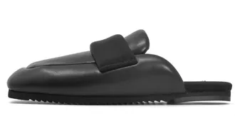 Roam Womens Puffy Loaf Loafer Mule In Black Vegan Leather