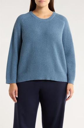Eileen Fisher Crewneck Organic Cotton & Recycled Cashmere Sweater in Sea Spray at Nordstrom Rack, Size 1X