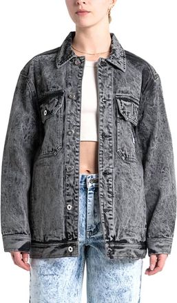 Deus Crosby Work Jacket In Black Acid Stonewash