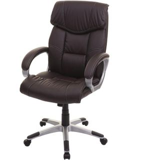 Hhg Silla de oficina 052, silla giratoria de dirección, polipiel, marrón-café