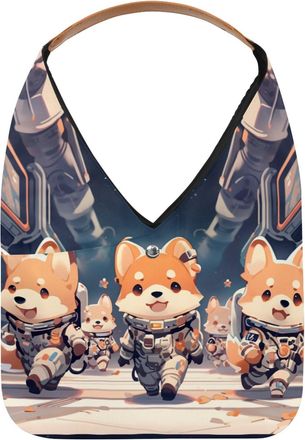 Generic Cute Space Dog Reusable Lightweight Grocery Bags - Foldable Into Compact Pouch, Washable & Sturdy, Multipurpose for Shopping and Travel