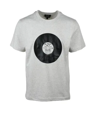 A.P.C. Light Grey Vinyl Record Graphic Cotton T-Shirt
