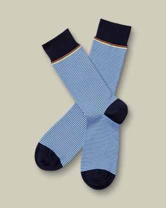 CHARLES TYRWHITT Stripe Socks - Cobalt Blue & Sky Size 6-10 by Charles Tyrwhitt