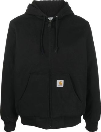 Carhartt Work in Progress Hoodies & sweatvesten, Heren, Zwart, XL, Katoen, Zwarte Katoenen Hoodie Jas