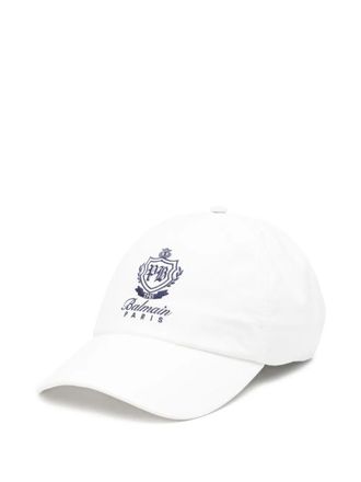 Balmain embroidered-logos cotton cap - men - Cotton - OS - White
