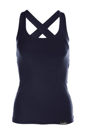 Winshape Sporttop WINSHAPE WVR25, Damen, Gr. XS, blau (night blau), 90% Baumwolle, 10% Elasthan, eckiger Ausschnitt, Tops Sporttop, Cross Back Style