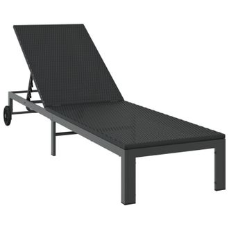 Berkfield Home Sunbed with Wheels Black Poly Rattan