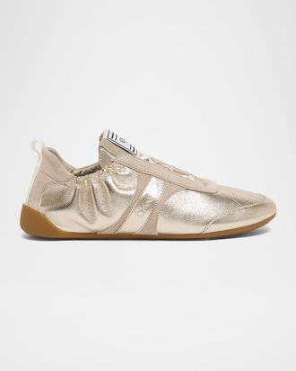Chlo&eacute; Kick Mixed Leather Low-Top Sneakers