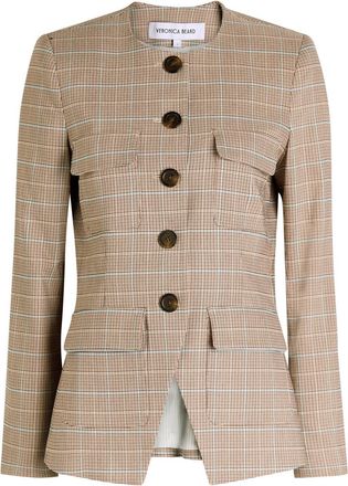 Veronica Beard Orrin Hounds Tooth Woven Jacket - Light Tan - 6 (UK10 / S)