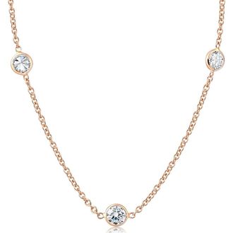 Pompeii3 2 Ct Diamonds By The Yard Necklace 14K Rose Gold Lab Grown Diamond