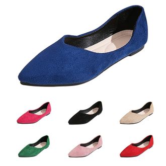 Generic Womens Pointed Toe Ballet Flats Moccasin Office Classic Suit Shoes Business Casual Loafers Lightweight Comfortable Slip On Loafer Hiking Shoes Suede F