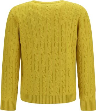 Valentino Mens Vlogo Cable-Knit Cashmere Sweater Giallo Kashmir-Capra Hircus Kashmir/capra
