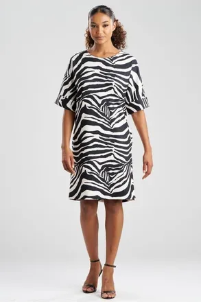 Natori Zebra - Knit Crepe T-Shirt Dress in Black/white at Nordstrom, Size X-Large