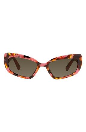 Kurt Geiger 55mm Rectangular Sunglasses in Havana/Brown at Nordstrom