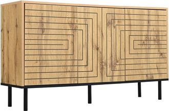 Urban Meuble Aparador efecto madera dise&ntilde;o geom&eacute;trico 3 puertas 6 compartimentos