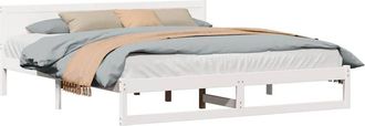 Berkfield Home Elegant Bed Frame White Wood 200 x 200 cm Durable Minimalist Bed Frame