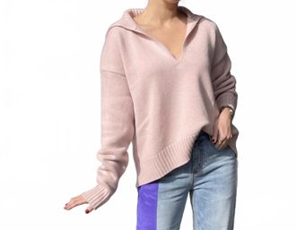 Jil Sander Long Sleeve Cashmere V-Neck Sweater In Pastel Pink