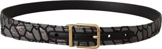 Dolce & Gabbana Mens Multicolor Patchwork Leather Gold Jaquard Belt