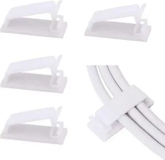 OEM Paquete De 50 Clips Autoadhesivos Para La Gesti&oacute;n De Cables (blancos), Organizadores De Cables, Clips Para Cables, Soporte Para Cables De Tv, Pc, Cabl