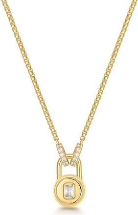 Ania Haie Cubic Zirconia Lock Pendant Necklace in Shiny Gold at Nordstrom