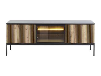 VENTE-UNIQUE.COM Mueble bajo de tv madera negro, color natural claro