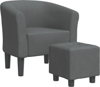 vidaXL Sillón con taburete tela gris oscuro Vidaxl