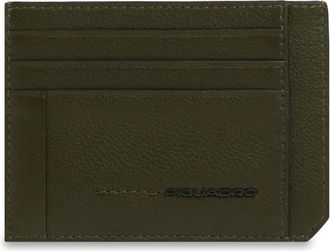 Piquadro Slim Creditcardhouder - Heren - Portefeuilles - Groen - ONE Size - Leer - Accessoires